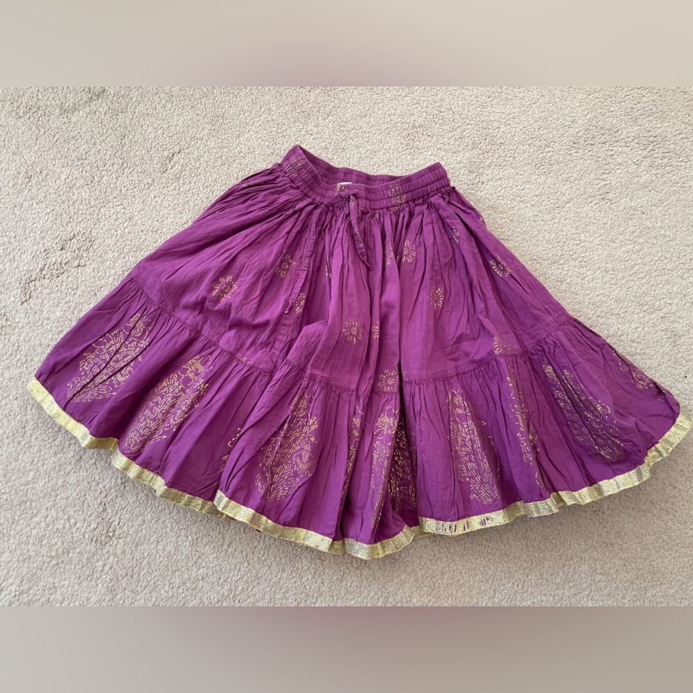Purple Hand-blocked Cotton Skirt 2T